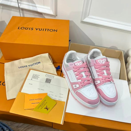 Louis Vuitton LV trainers- pink and white colorway