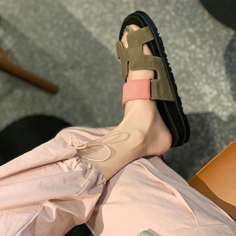 Optical Soled Leather Slippers for Women