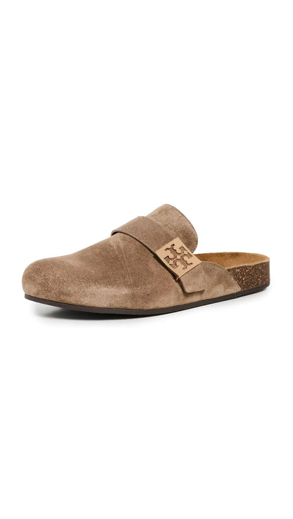 Tory Burch Womens Mellow Mules River Rock/Gold 5.5 Medium US