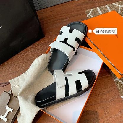 Optical Soled Leather Slippers for Women