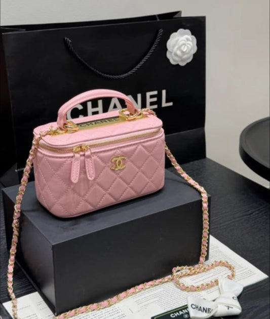Chanel Pink Quilted Vanity Bag