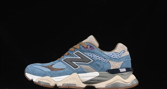 New Balance 9060 Blue Suede Mesh Sneakers