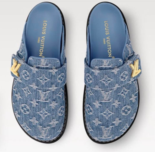 Louis Vuitton Monogram Denim Blue Mules