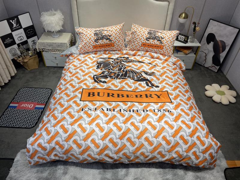 Burberry Monogram Orange Bedding Set