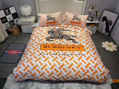 Burberry Monogram Orange Bedding Set
