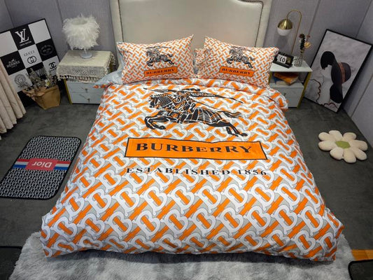 Burberry Monogram Orange Bedding Set