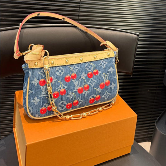 Louis Vuitton Cherry Denim Shoulder Bag